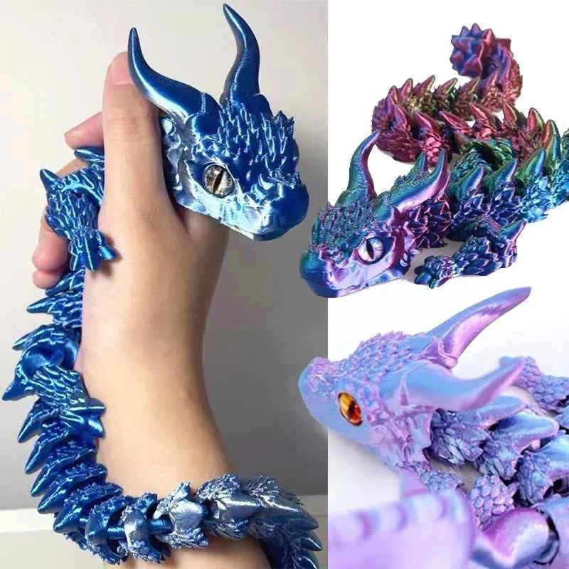 3D Printed Magic Dragon Movable Joint  Toy Rotatable Articulated Office Desktop Ornament Adults Kid Toy Crafts Gift - Pedlar's Attic