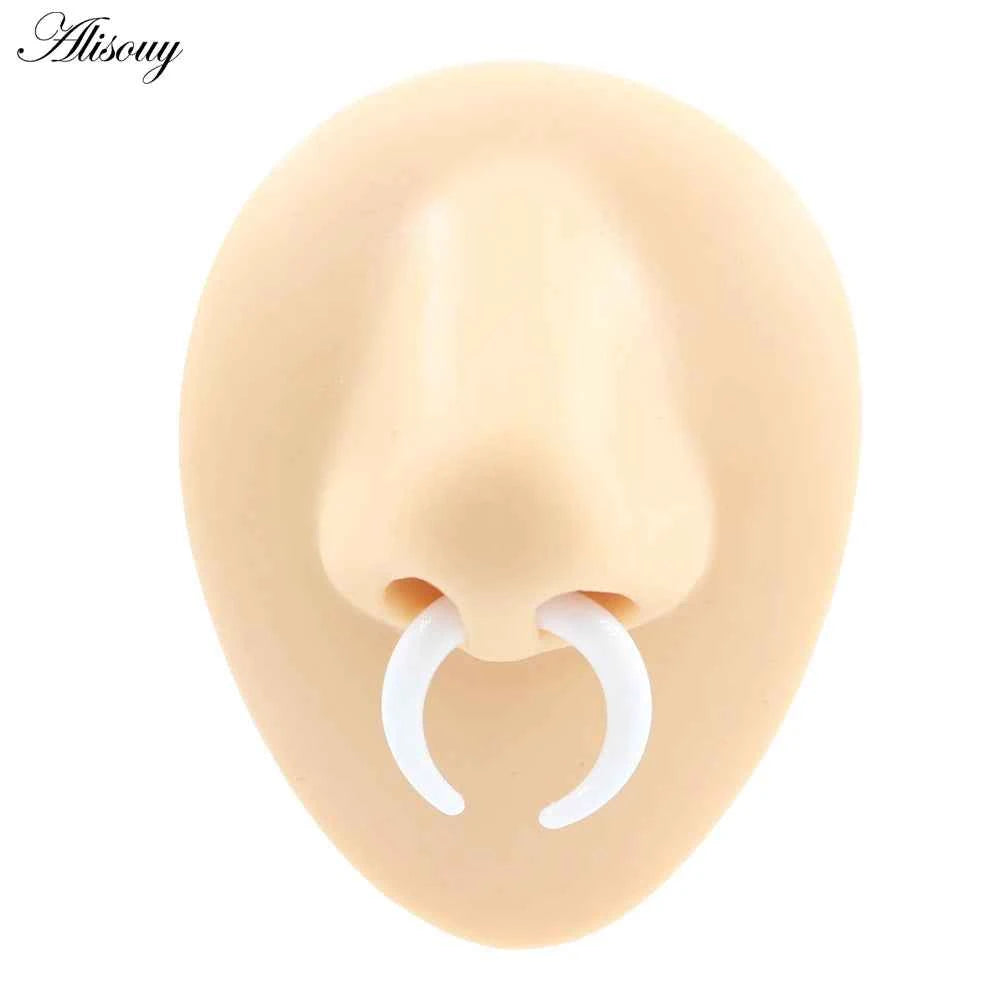 2pcs Acrylic C Sahpe Buffalo Horn Ear Pincher Septum Rings Piercing Black Ear Taper Stretcher Expander Body Jewelry 1.6mm-16mm