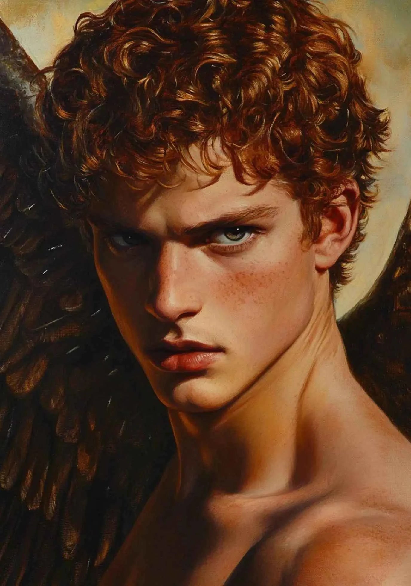 Dark Mysterious Retro Aesthetic Myth Hell Fallen Angel Portrait Poster Canvas Print Art