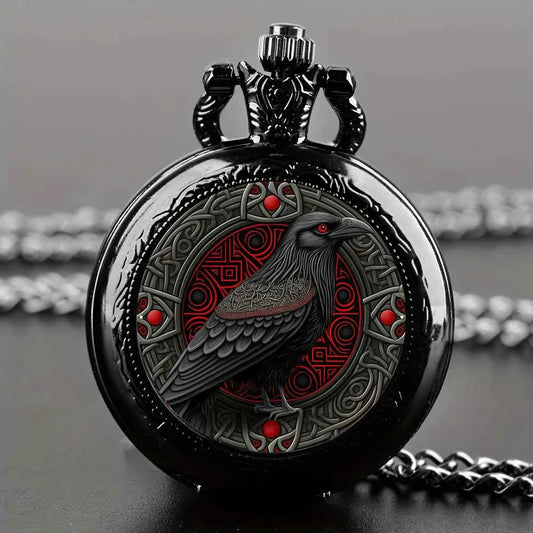 Vintage-Style Clever Crow Exquisite Pocket Watch