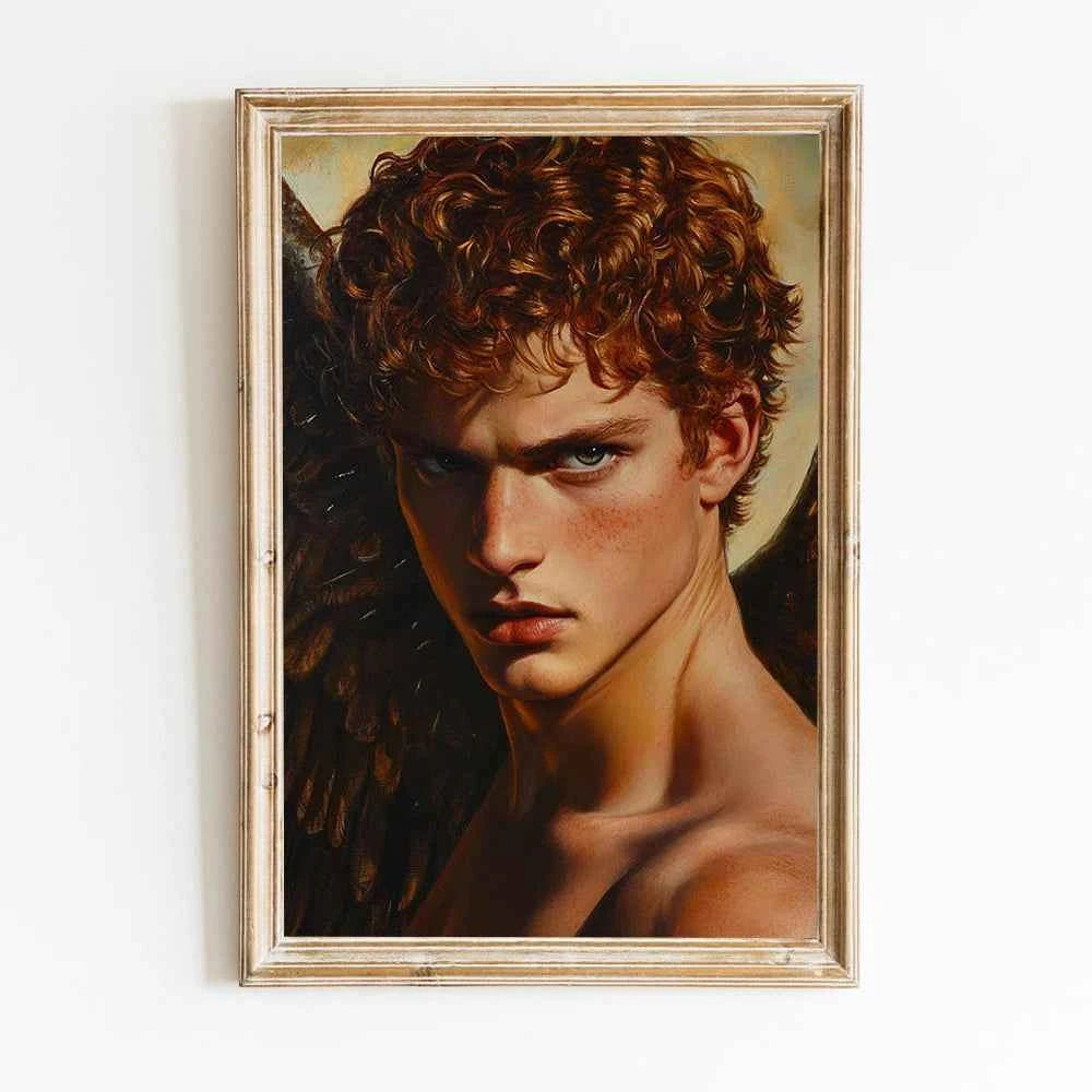 Dark Mysterious Retro Aesthetic Myth Hell Fallen Angel Portrait Poster Canvas Print Art