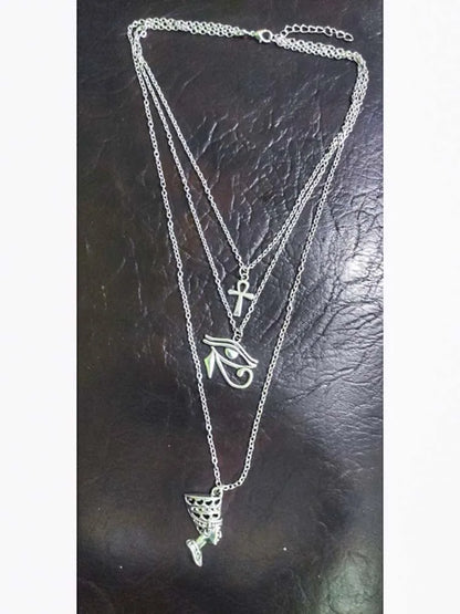 The Crossing Market — Tri-City Eye of Horus & Ankh Layered Pendant Necklace