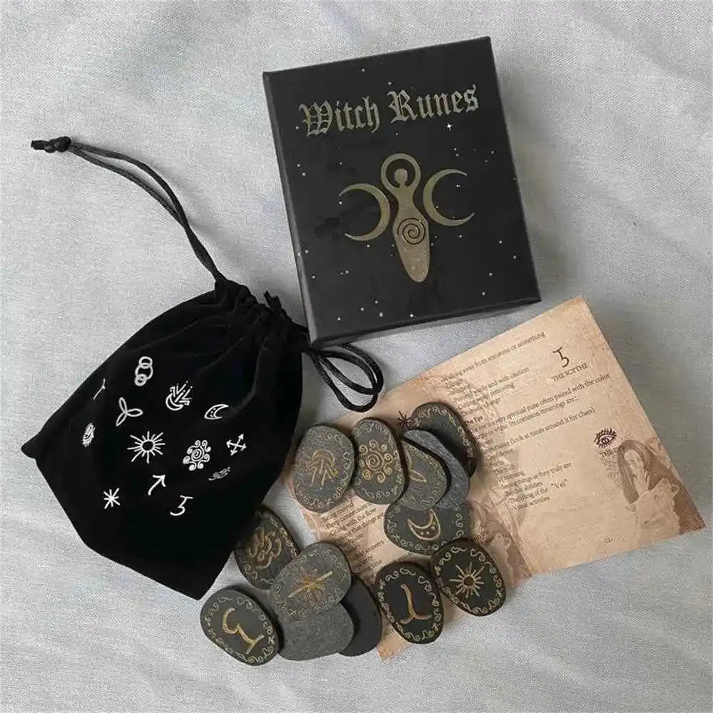 Wood Runes Stone Set Divination Runestones - Pedlar's Attic