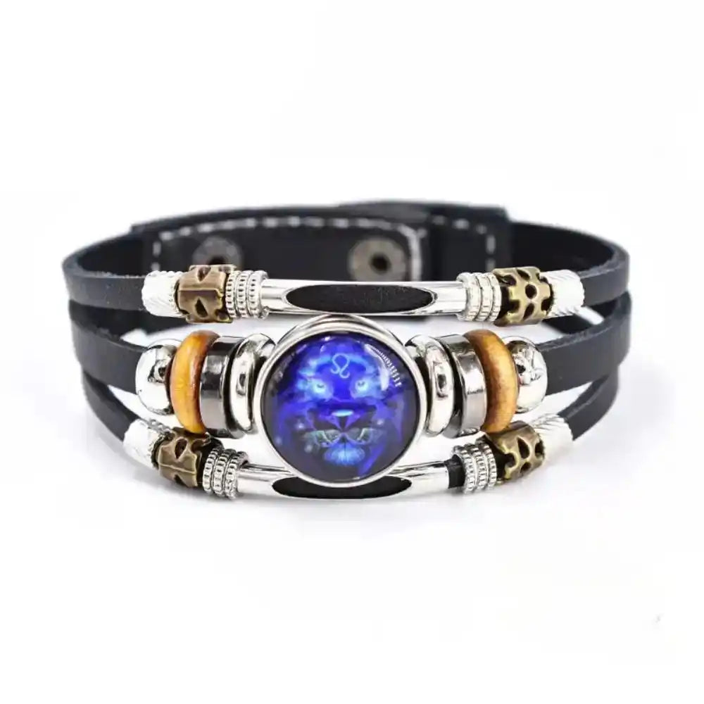 Zodiac Constellation Luminous Leather Bracelet — All 12 Signs