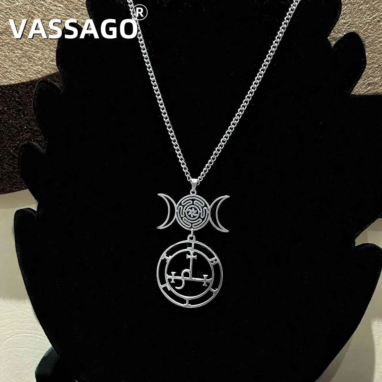 Vassago Triple Moon Goddess Pendant Necklace