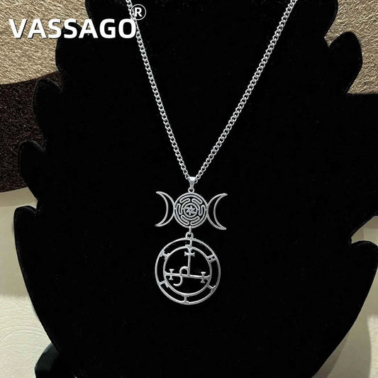 Vassago Triple Moon Goddess Pendant Necklace