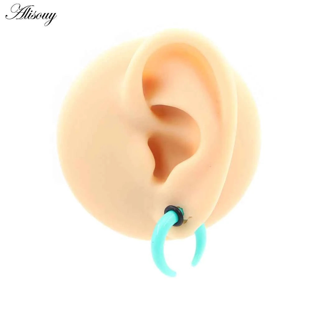 2pcs Acrylic C Sahpe Buffalo Horn Ear Pincher Septum Rings Piercing Black Ear Taper Stretcher Expander Body Jewelry 1.6mm-16mm