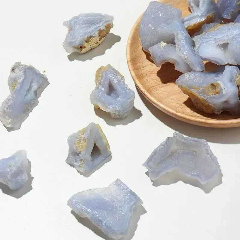 1pc Natural Blue Chalcedony Irregular Agate Raw Stone Energy Mineral Specimens Healing Crystal Meditation For Home Decor
