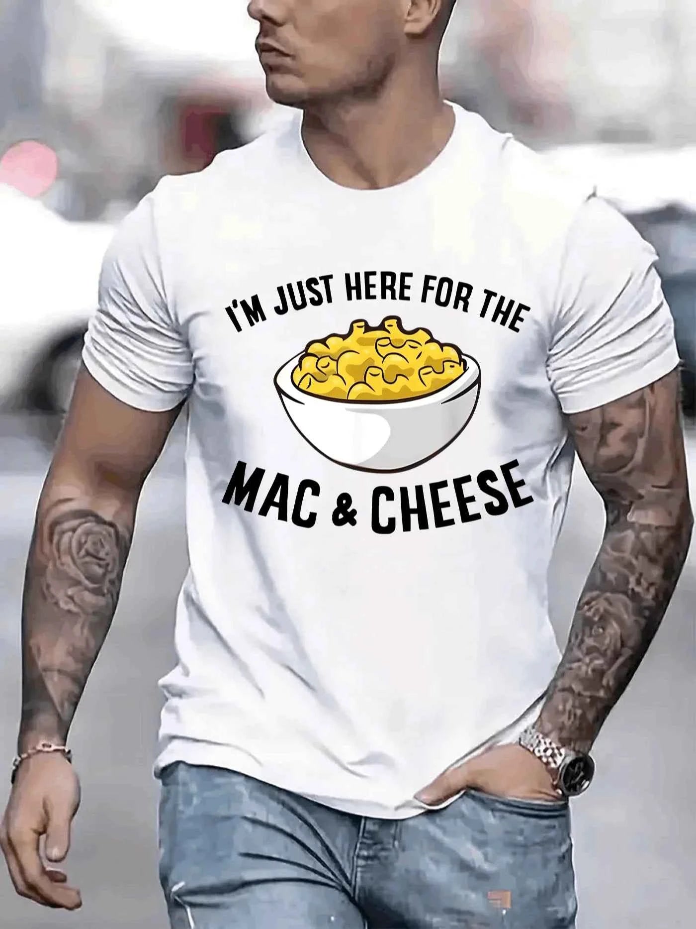 I Just Want the Mike and Cheese Men's T-Shirt, Comfortable Crew Neck, Casual Cotton Short-Sleeve, Soft and Breathable Top, Men's T-Shirt, Summer and Spring Streetwear, Cotton Fabric, Fashionable Letter Print