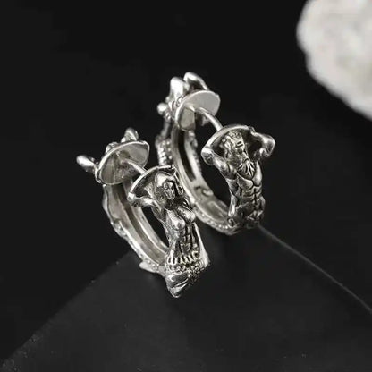 Vintage Simple Small Hoop Earrings Stainless Steel Hypoallergenic Earrings for Men Women Cool Indian Boho Jewelry - Pedlar's Attic