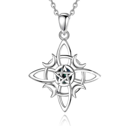 Celtic Knot Triple Moon Goddess Geometry Necklace - Pedlar's Attic