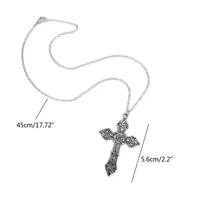 Vintage Gothic for Cross Pendant Long Chain Necklace - Pedlar's Attic
