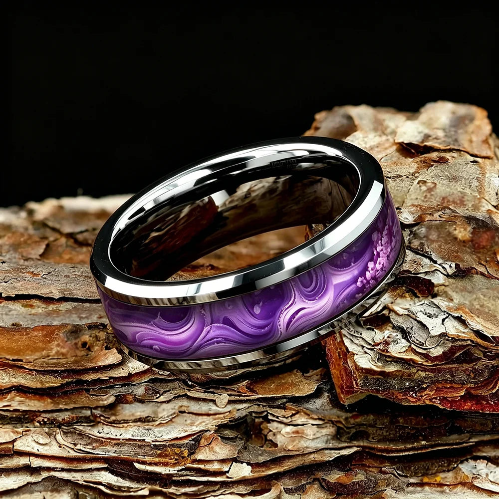 Stone Forge Ring — Agate & Stone Inlay Stainless Steel Band