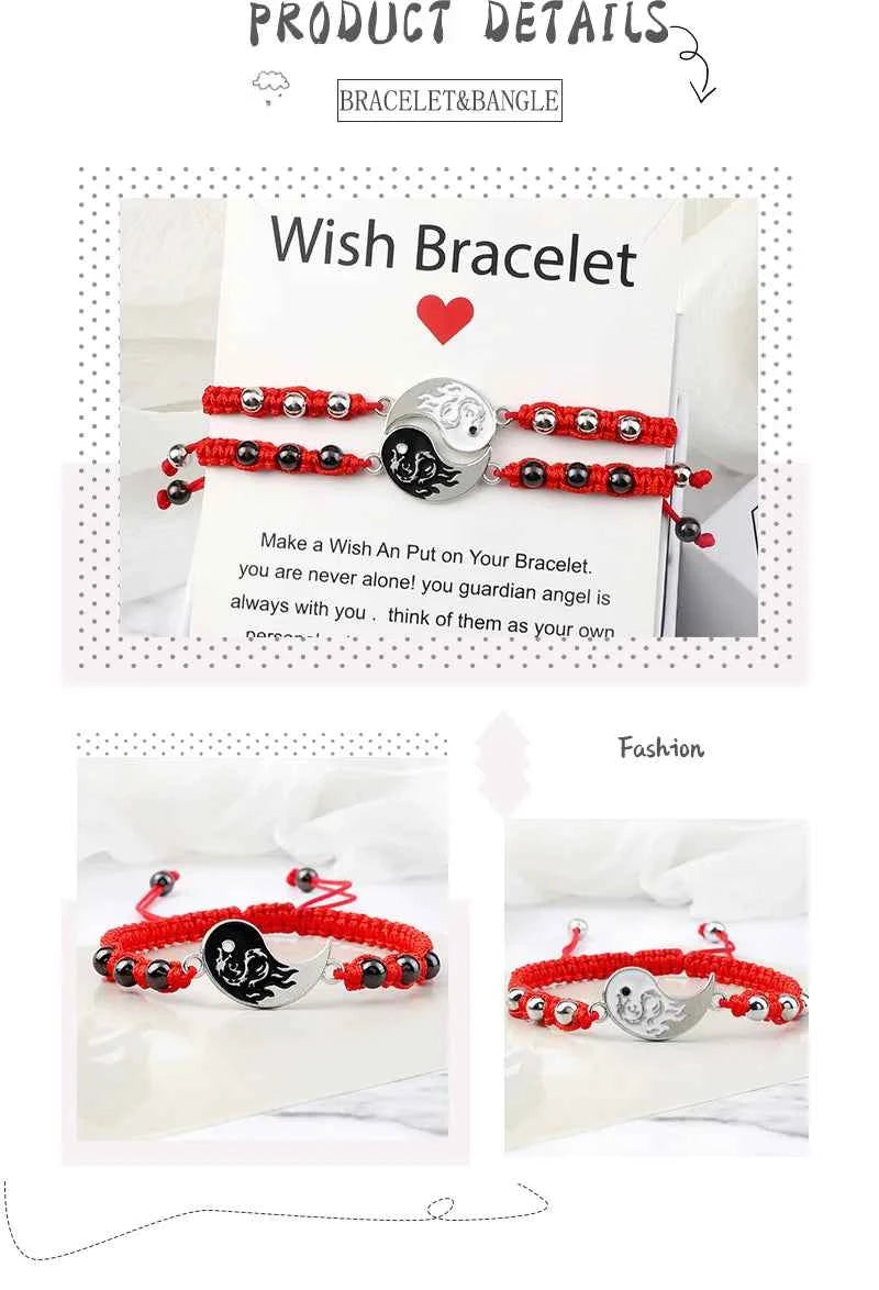 2Pcs/set Dragon Tai Chi Gossip Braided Bracelets lots of styles