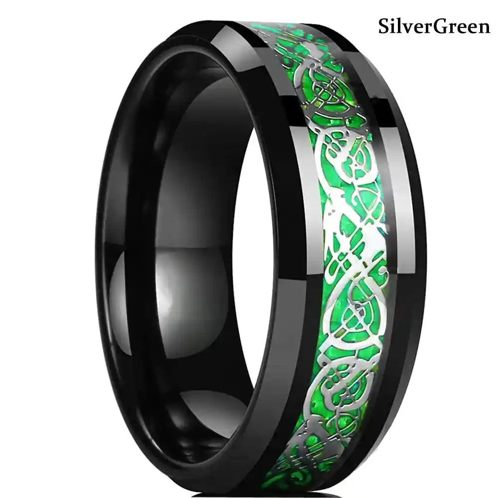 21 Colors 8mm Men's Stainless Steel Celtic Dragon Ring - Pedlar's Attic