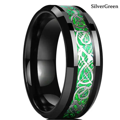 21 Colors 8mm Men's Stainless Steel Celtic Dragon Ring - Pedlar's Attic
