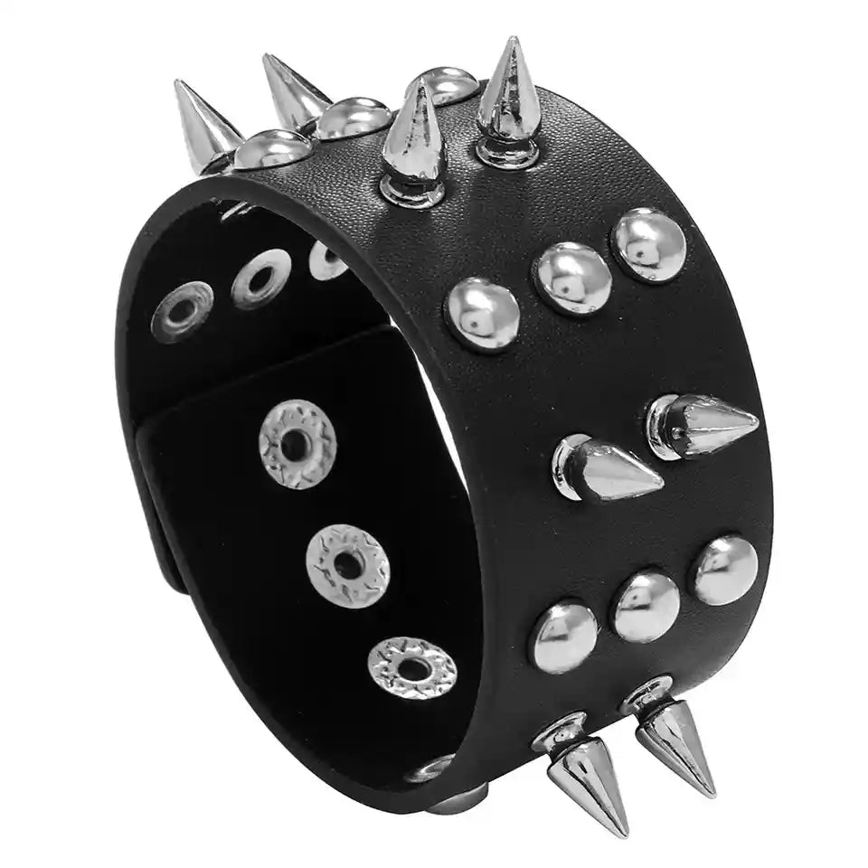 Spiked Faux Leather Bracelet - Pedlar's Attic