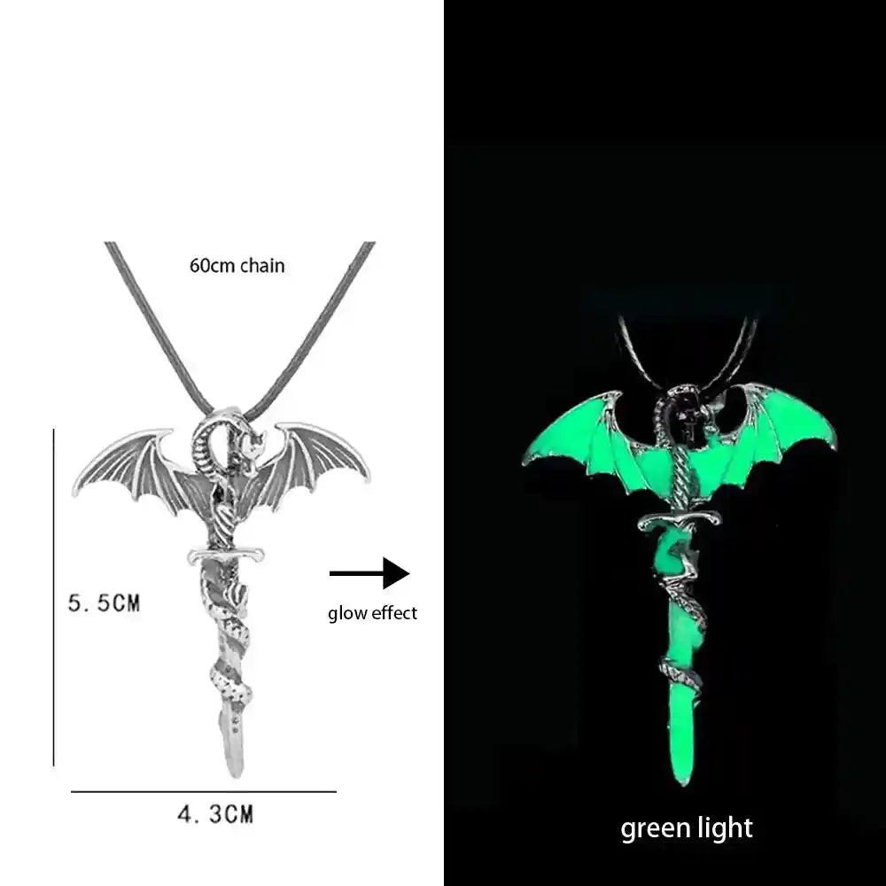 Luminous Alloy Dragon Pendant Glowing Necklace - Pedlar's Attic