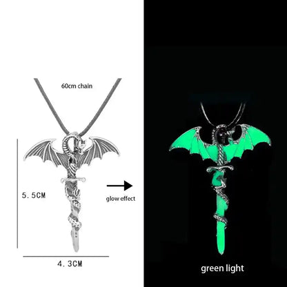 Luminous Alloy Dragon Pendant Glowing Necklace - Pedlar's Attic