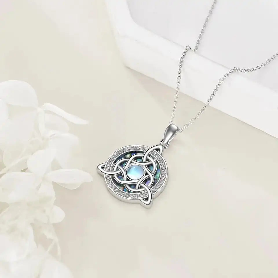 The Three-Fold Moon — Celtic Trinity Moonstone Necklace