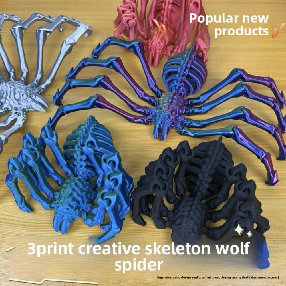 3D - Printed Large Spider Toy Movable Joints Flexible Stretch Design Scary Ornament for Party Deco Home Decor Novelty Toys