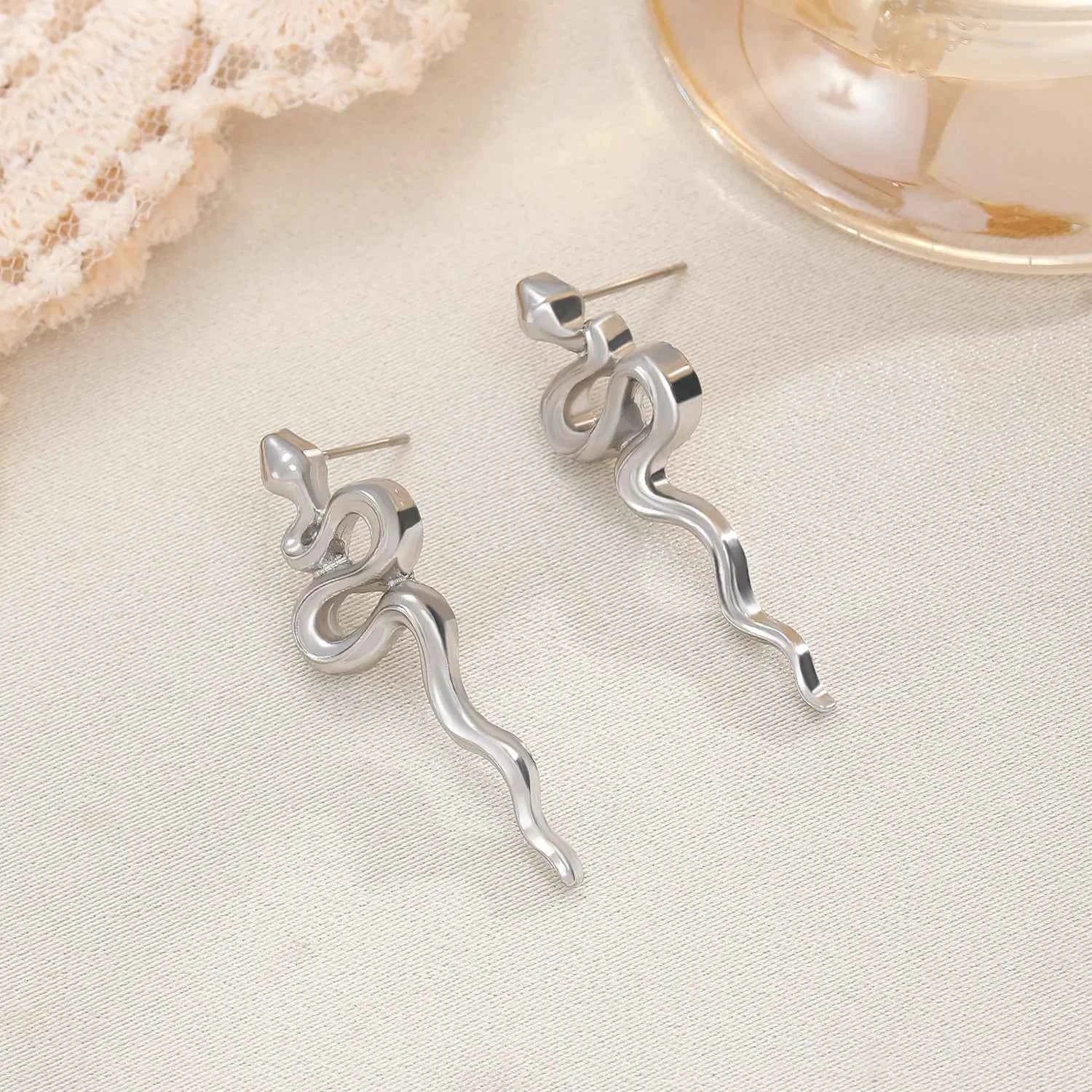 Snake Shaped Pendant Earrings