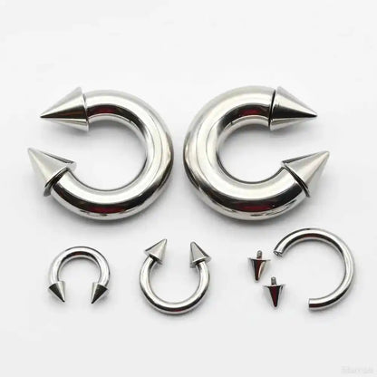 Cone Circular Barbell Piercing Septum Nose Ring Hoop Helix Earrings - Pedlar's Attic