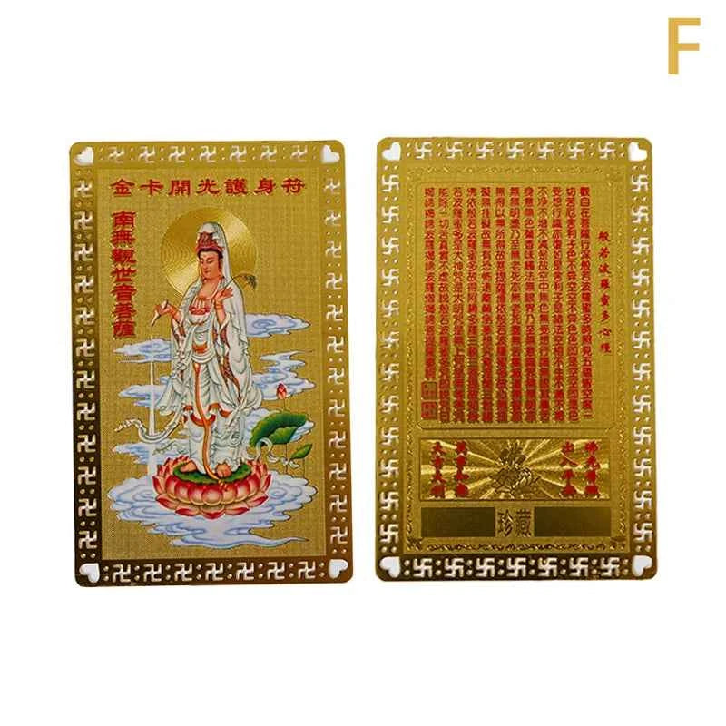 Collection Tibetan Buddhism Exquisite Copper Card Amulet Thangka Fortune Card Buddha Safe And Good Luck Card Gift