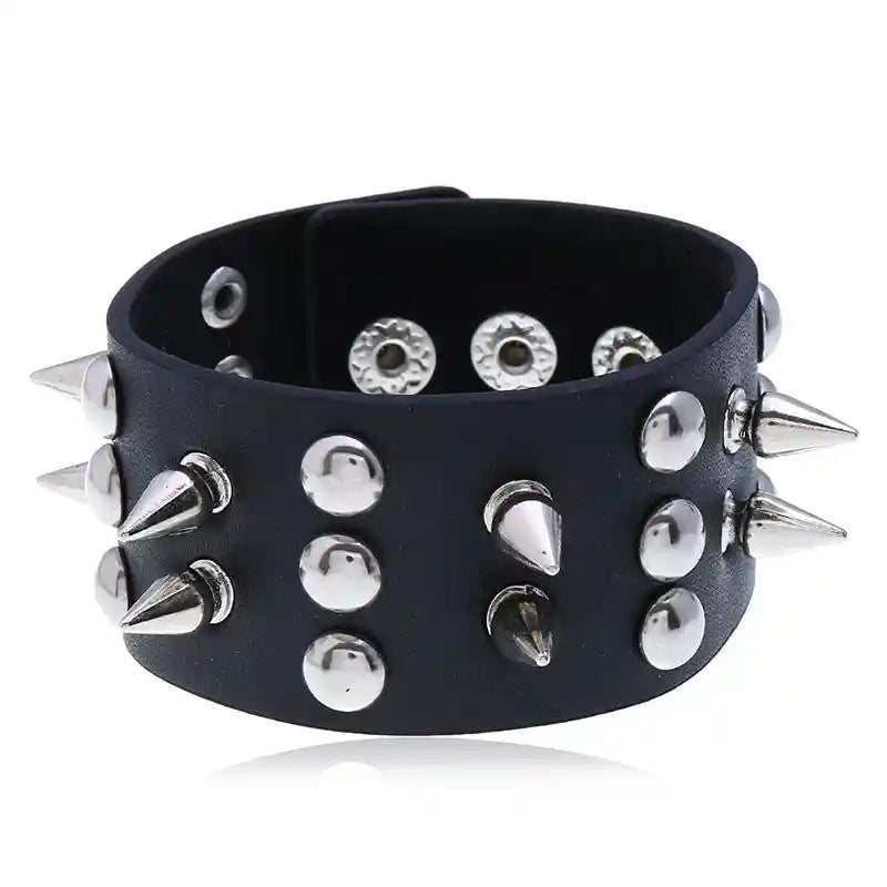 Spiked Faux Leather Bracelet - Pedlar's Attic