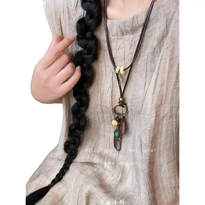 asian Style Feather Necklace - Pedlar's Attic