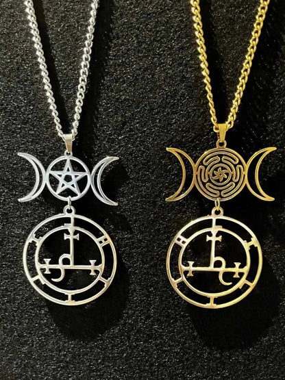 Vassago Triple Moon Goddess Pendant Necklace - Pedlar's Attic