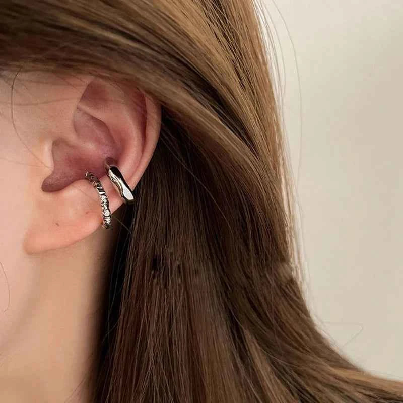 Punk Chic Geometric Ear Cuff - Non-Piercing Metal Clip-On Earrings for a Bold Fashion Statement - Pedlar's Attic