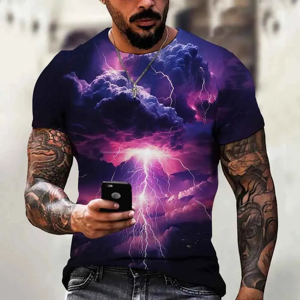 Fashion T-Shirts For Men 3d Line Printed