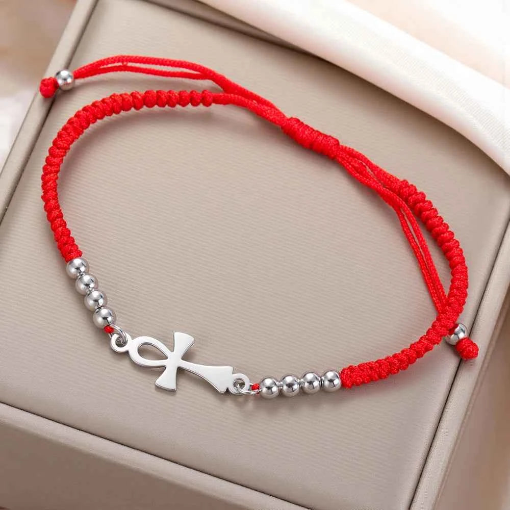 Dawapara Ankh Cross Bracelet Religious Ancient Egyptian Key To Life Prayer Amulet Supernatural Stainless Steel Jewelry