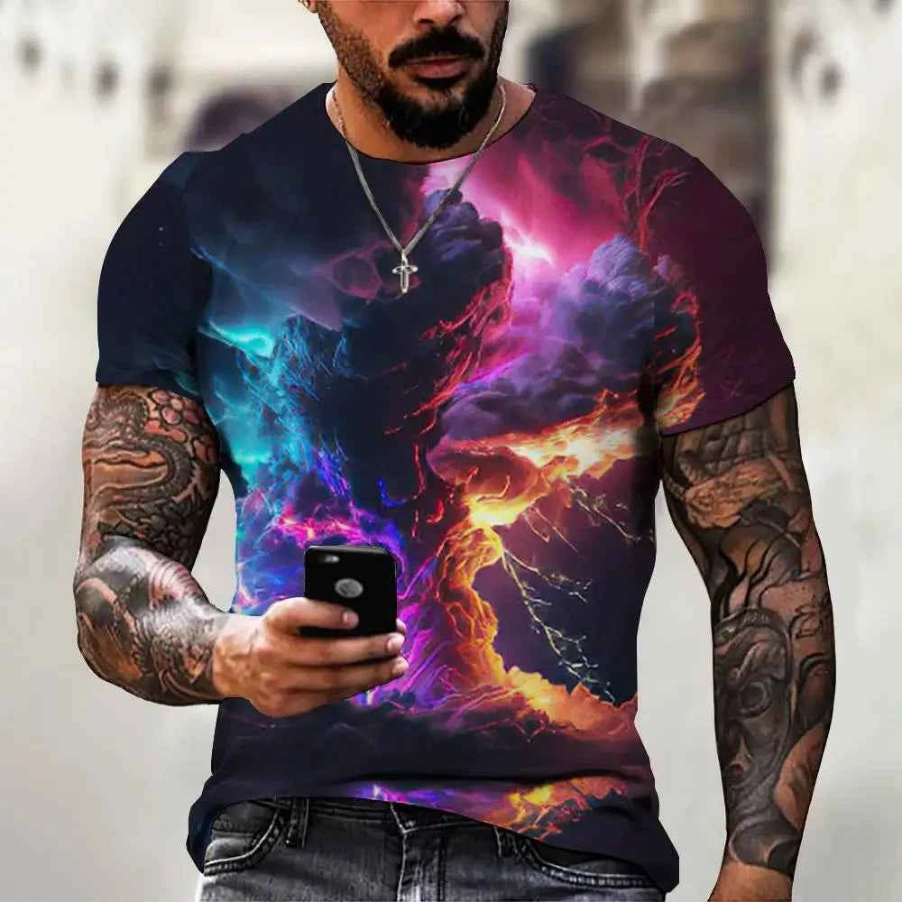 Fashion T-Shirts For Men 3d Line Printed