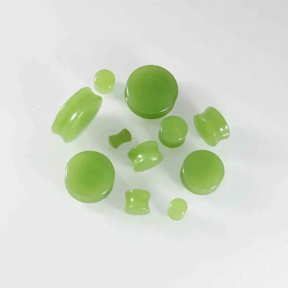 2PCS Fashin Waist Drum Green/Red Glass Ear Tunnel&Plugs Round Night Light Solid Ear Expander Strengthed Ear Weight Body Jewelry - Pedlar's Attic