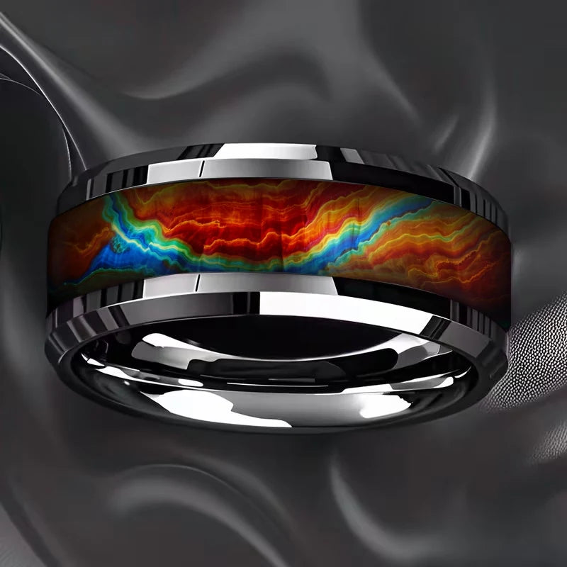 Stone Forge Ring — Agate & Stone Inlay Stainless Steel Band