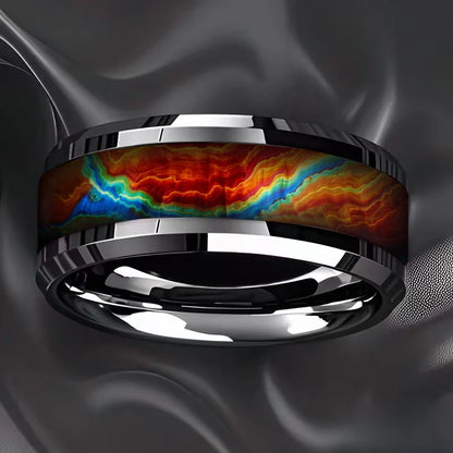 Stone Forge Ring — Agate & Stone Inlay Stainless Steel Band