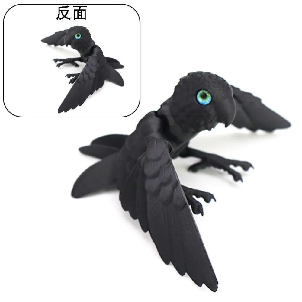 3D Printed Parrot Model Flexible Animal Statue Bird with Wings Moveable Joints Home Decoration Autism ADHD Fun Toys Holiday Gift