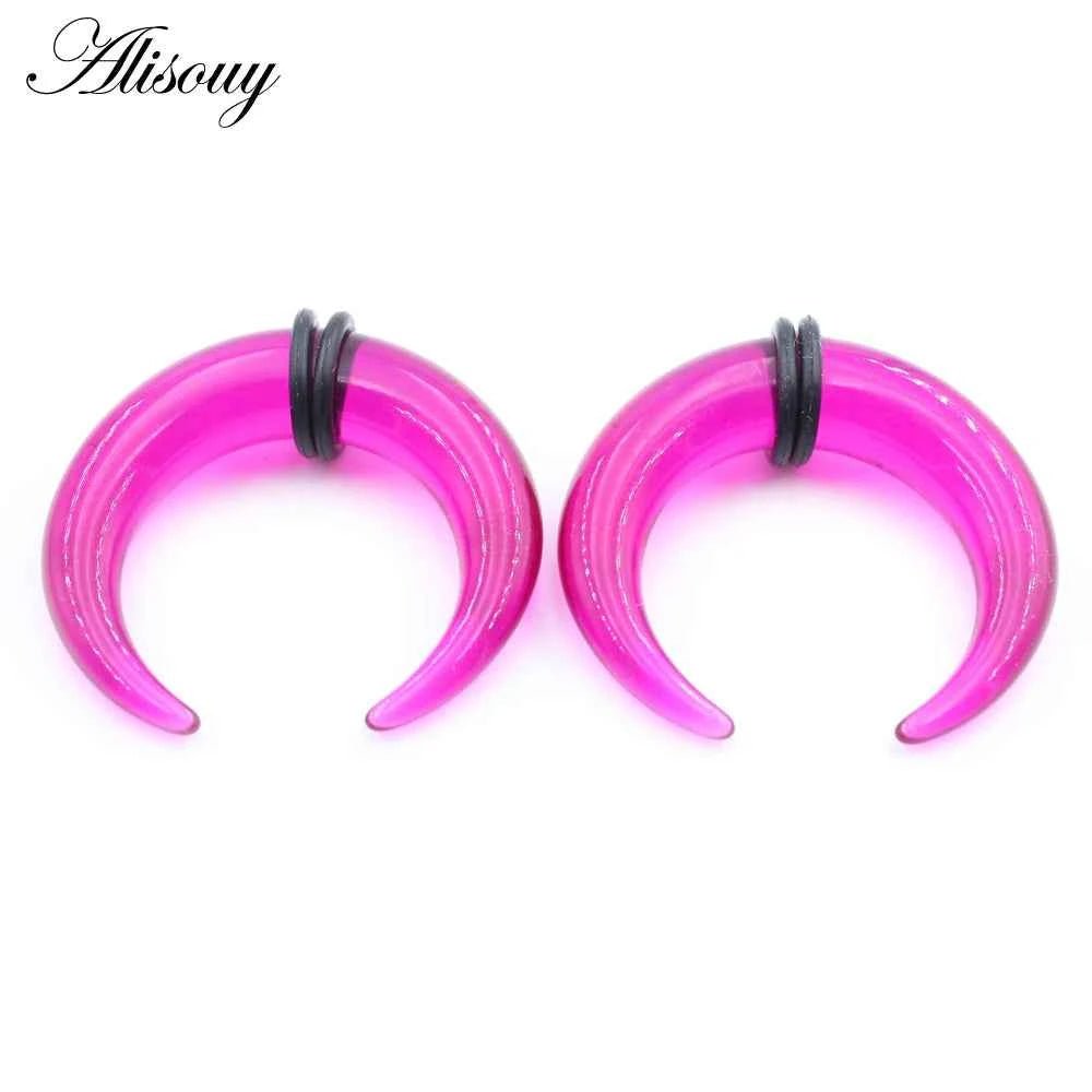 2pcs Acrylic C Sahpe Buffalo Horn Ear Pincher Septum Rings Piercing Black Ear Taper Stretcher Expander Body Jewelry 1.6mm-16mm