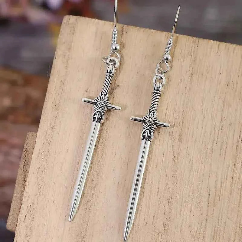 Gothic Elegance Cross Sword Dangle Earrings - Hypoallergenic Vintage-Inspired Jewelry for Unique Women - Pedlar's Attic