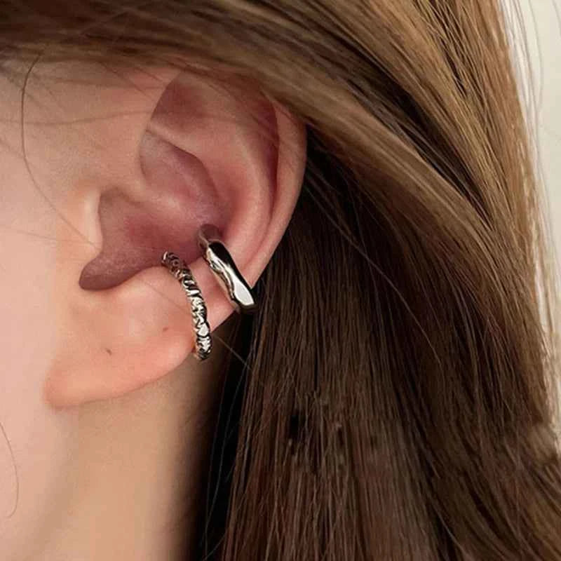 Punk Chic Geometric Ear Cuff - Non-Piercing Metal Clip-On Earrings for a Bold Fashion Statement - Pedlar's Attic