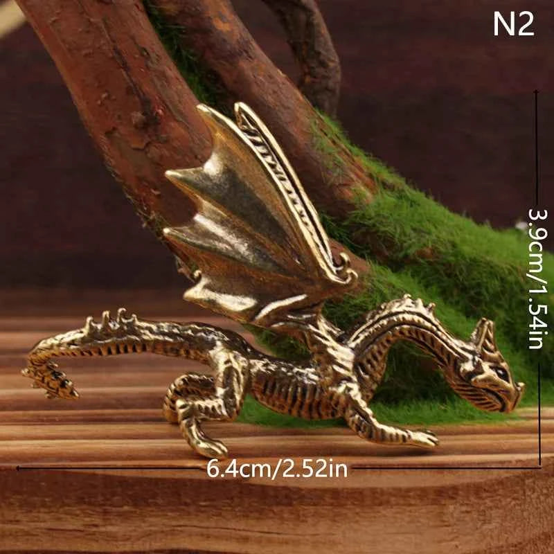 Brass Dragon Small Statue Desktop Ornament