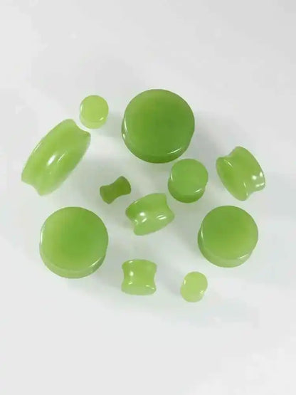 2PCS Fashin Waist Drum Green/Red Glass Ear Tunnel&Plugs Round Night Light Solid Ear Expander Strengthed Ear Weight Body Jewelry - Pedlar's Attic