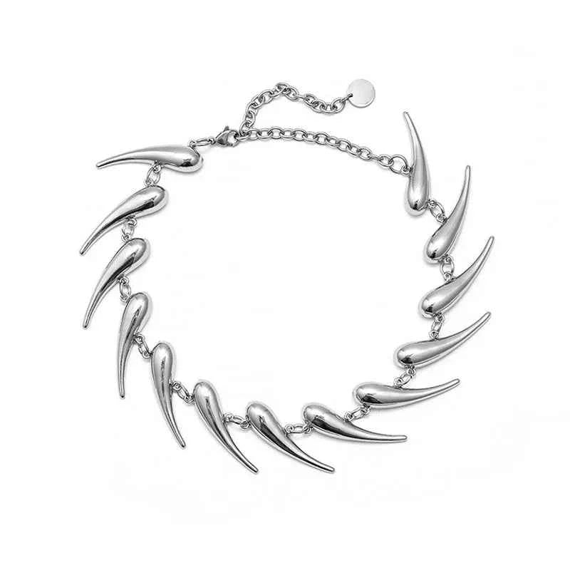 Stainless Steel Chains Rivet Choker Necklace for Men Women Hiphop Punk Neck Chains Short Collar Necklaces Wolf Tooth Jewelry New
