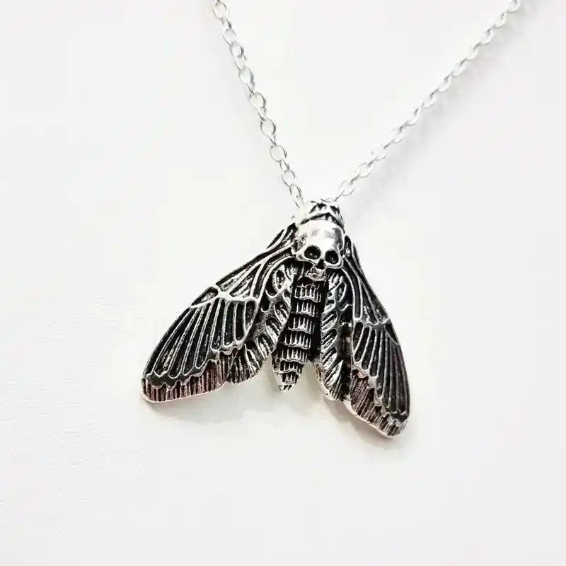 The Duskwing Pendant – Gothic Skull Moth Necklace