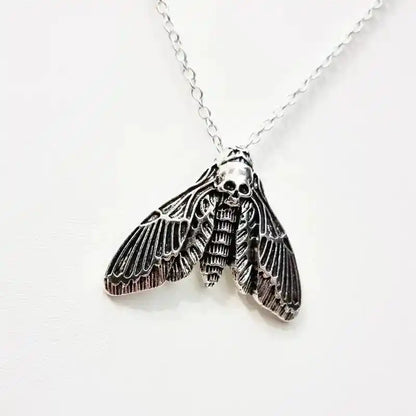 The Duskwing Pendant – Gothic Skull Moth Necklace