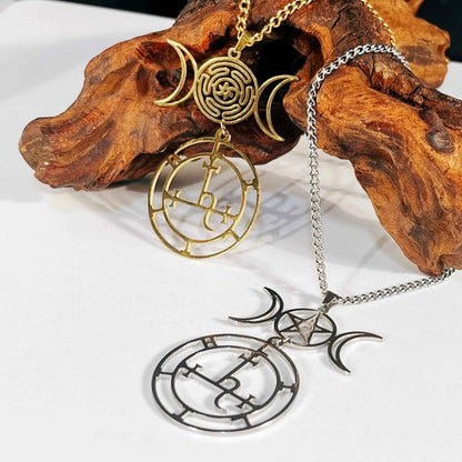 Vassago Triple Moon Goddess Pendant Necklace - Pedlar's Attic