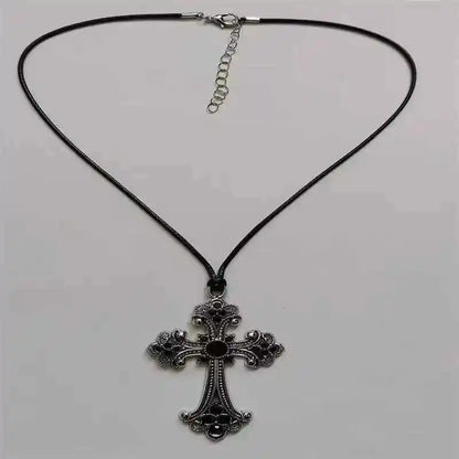 Rhinestone Cross Choker Spiral Hippie Necklace - Pedlar's Attic