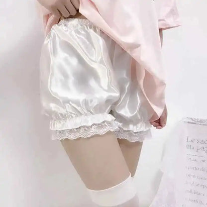 Gothic Lolita Lace Bloomers - Black Aesthetic Ruffle Shorts with Bow for Y2K E-girl Kawaii Style - Pedlar's Attic
